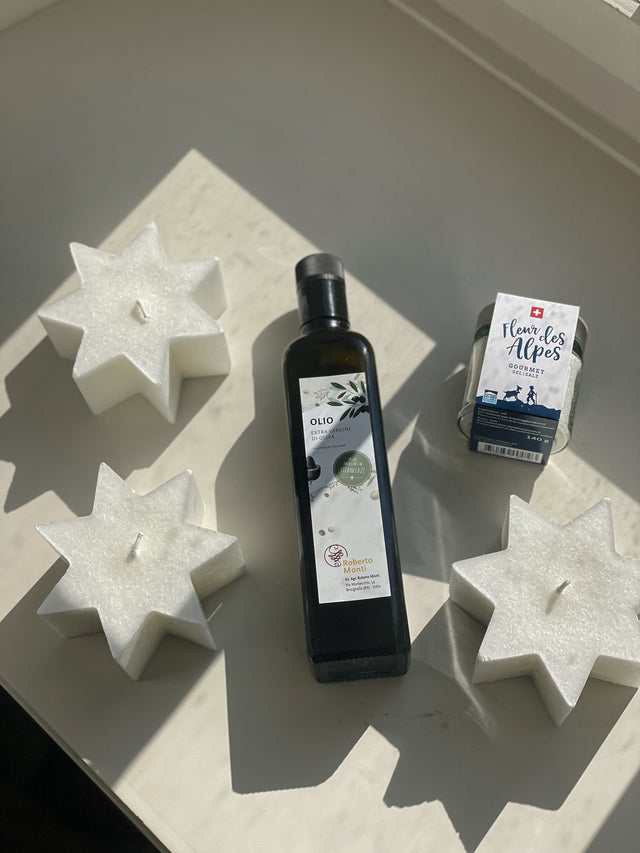 Olivenbox Kerzen Geschenk | Bio Oliven-Öl | Fleur des Alpes - Sternkerze