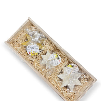 3er Rapswachs & Bienenwachs Kerzen Geschenkbox - Sternkerze