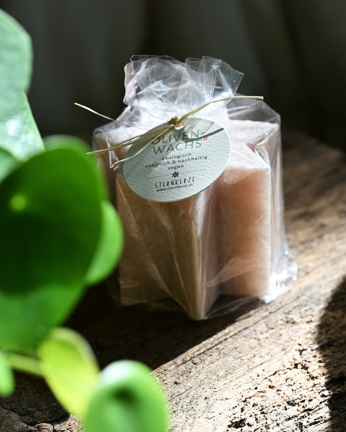 Olive wax star candle white 