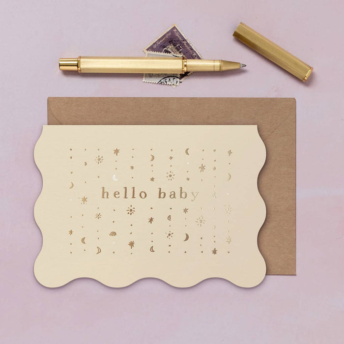 Hello Baby Karte | Karte für Neugeborene - Sternkerze