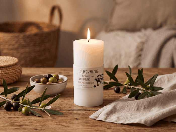 Cylinder candle made of olive wax 18 cm / Ø 7 cm