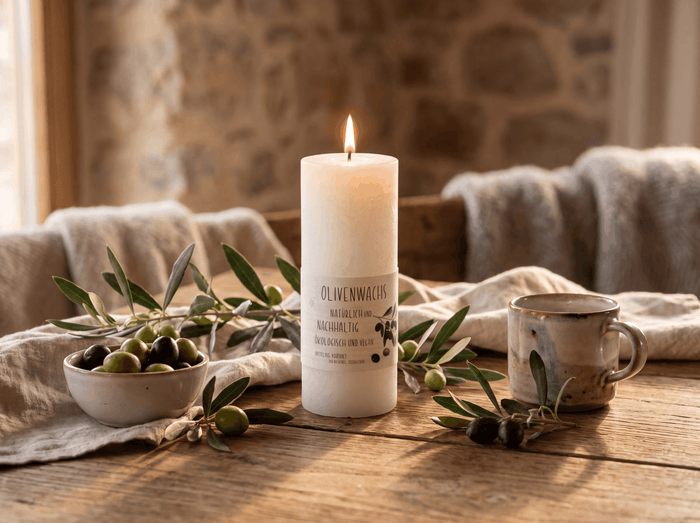 Cylinder candle made of olive wax 23 cm / Ø 7 cm